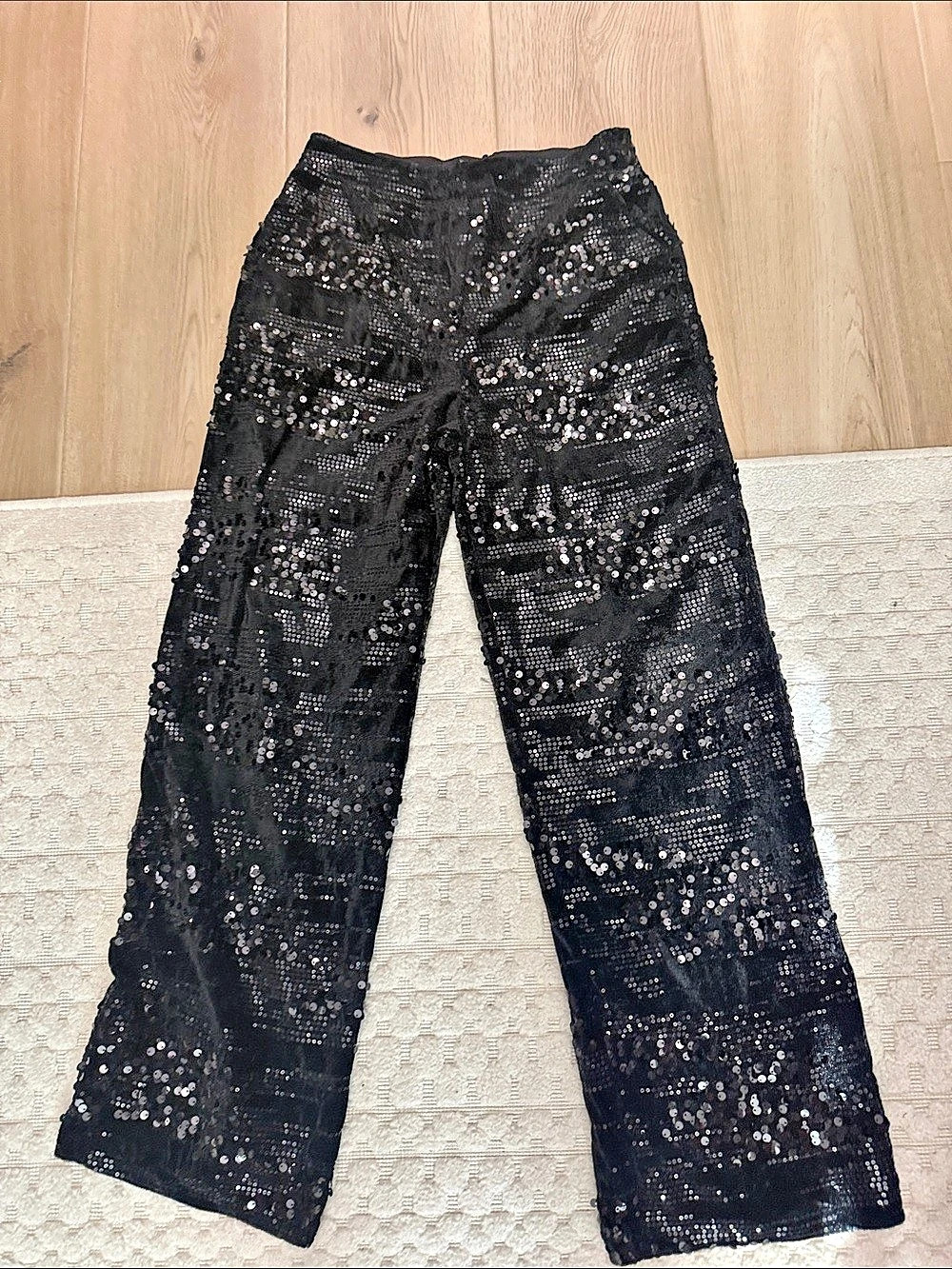 Black Sequin Wide Leg Pants Like New
